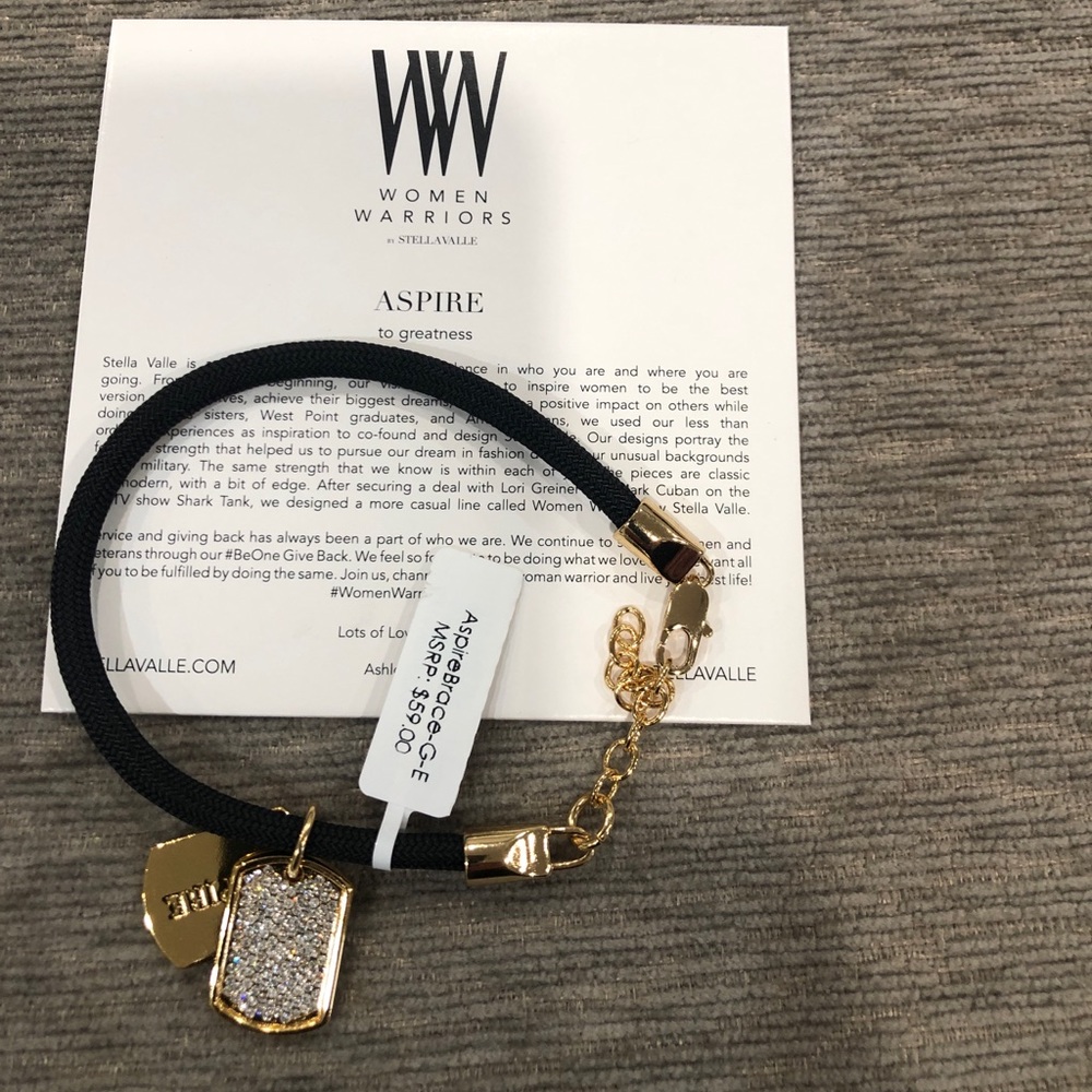 Stella Valle “ASPIRE” Swarovski Dog Tag Bracelet